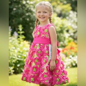 Rare Editions Satin Soutache Floral 3D Dress